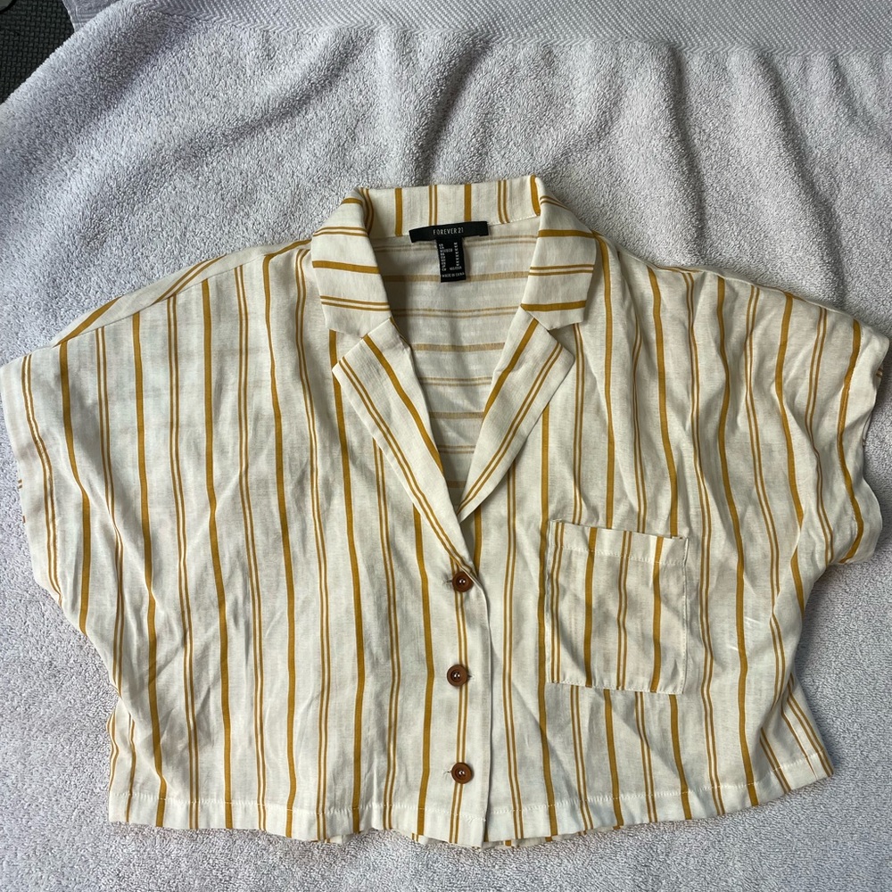 Striped, collared, & cropped forever 21 shirt